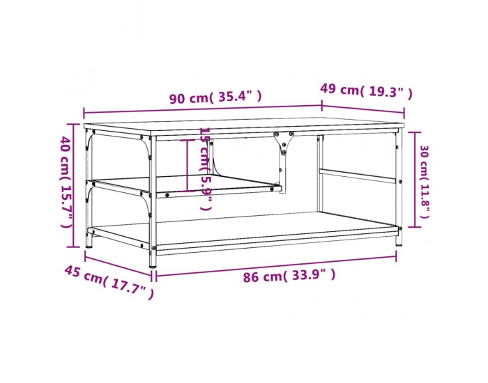 Sonata H Кафе маса, дъб сонома, 90x49x40 см, инженерно дърво