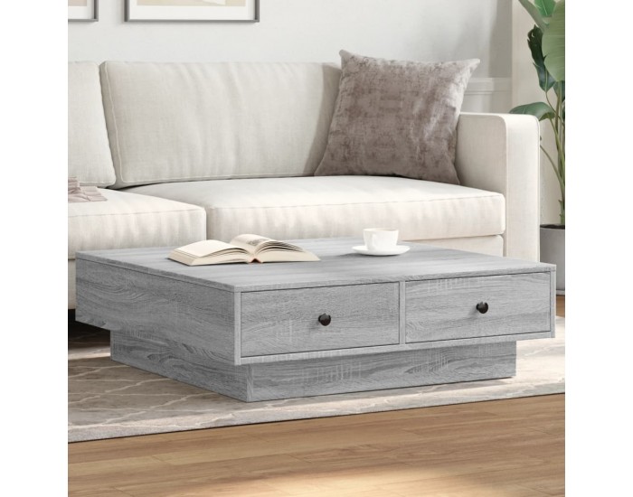 Sonata H Маса за кафе, сив сонома, 90x90x28 см, инженерно дърво