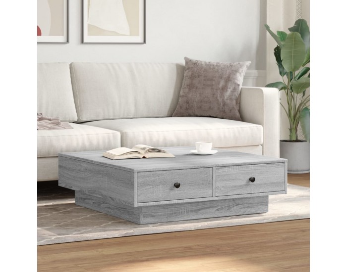 Sonata H Маса за кафе, сив сонома, 90x90x28 см, инженерно дърво