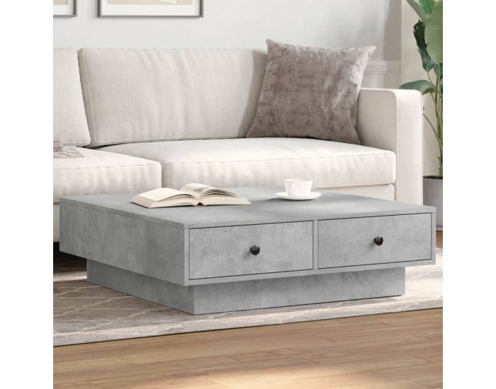 Sonata H Маса за кафе, бетонно сива, 90x90x28 см, инженерно дърво