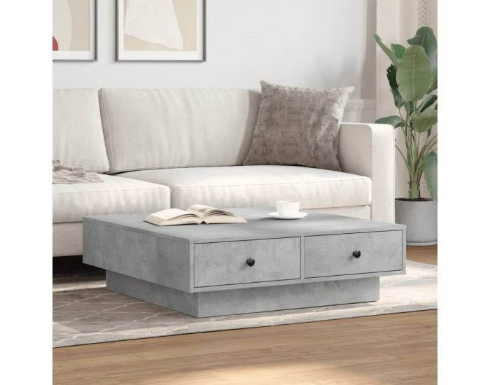 Sonata H Маса за кафе, бетонно сива, 90x90x28 см, инженерно дърво