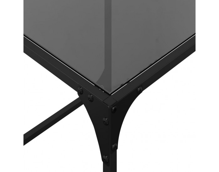 Sonata H Стифиращи кафе маси, 2 бр, с черен стъклен плот, стомана