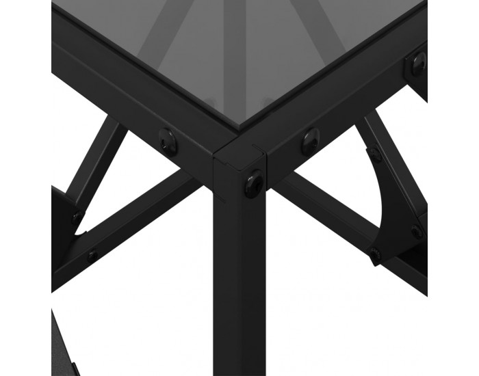 Sonata H Маса за кафе с черен стъклен плот 40x40x41 см стомана