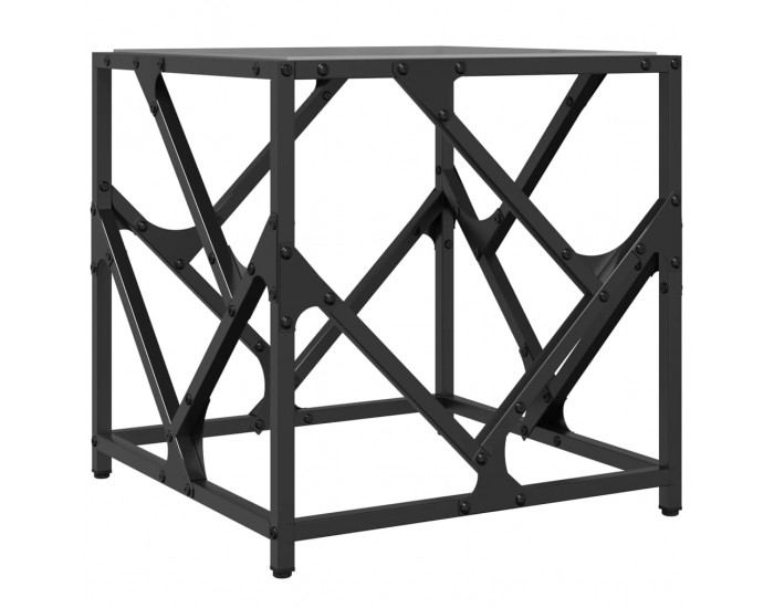 Sonata H Маса за кафе с черен стъклен плот 40x40x41 см стомана