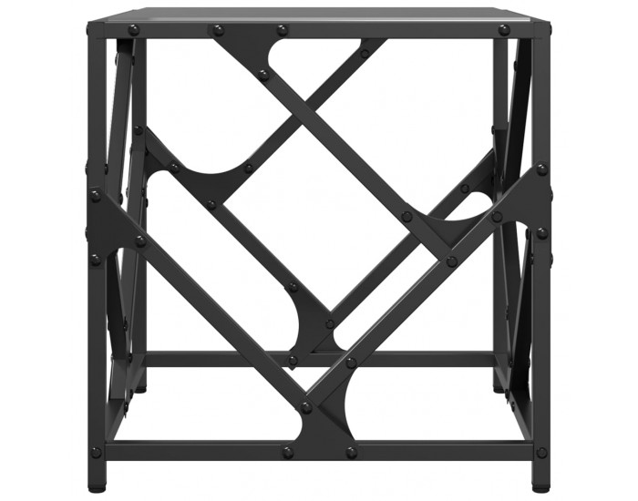 Sonata H Маса за кафе с черен стъклен плот 40x40x41 см стомана