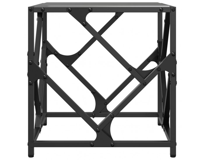 Sonata H Маса за кафе с черен стъклен плот 40x40x41 см стомана