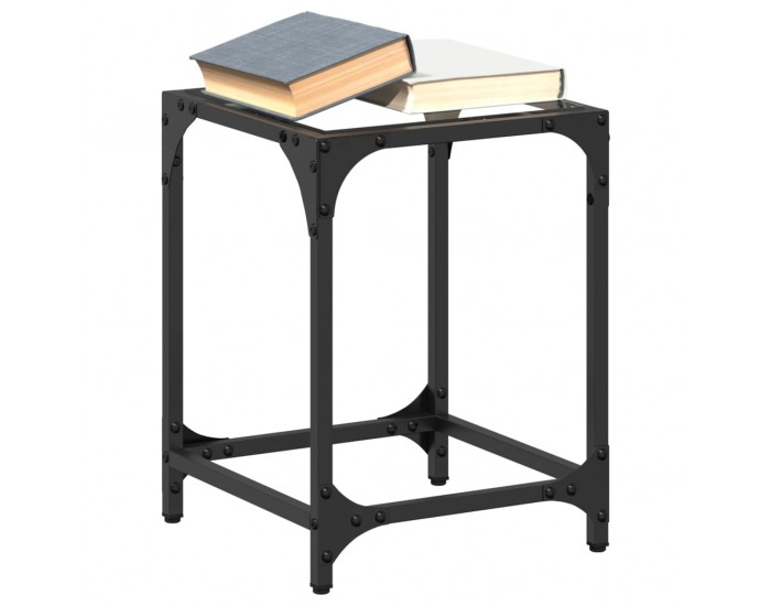 Sonata H Маси за кафе с прозрачен стъклен плот 2 бр 30x30x40 см стомана