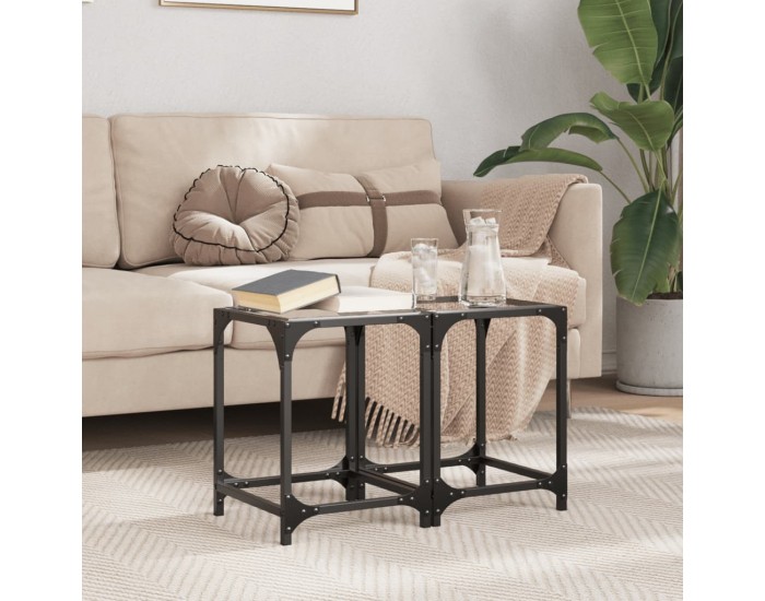 Sonata H Маси за кафе с прозрачен стъклен плот 2 бр 30x30x40 см стомана