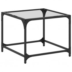 Sonata H Маса за кафе с прозрачен стъклен плот 50x50x40 см стомана - Маси