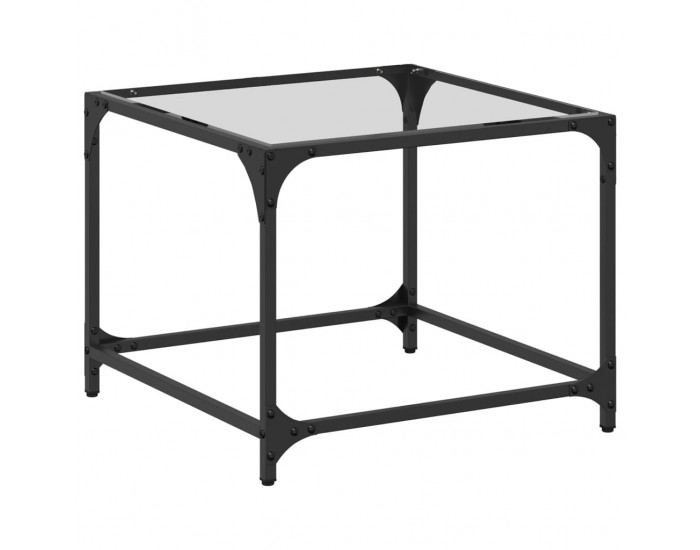 Sonata H Маса за кафе с прозрачен стъклен плот 50x50x40 см стомана