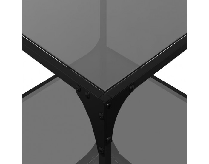 Sonata H Маса за кафе с черен стъклен плот 50x50x40 см стомана