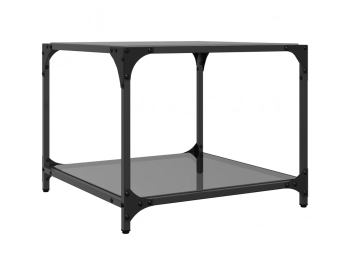 Sonata H Маса за кафе с черен стъклен плот 50x50x40 см стомана