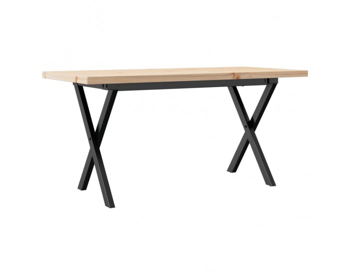 Sonata H Кафе маса X-образна рамка 90x40x45,5 см бор масив и чугун