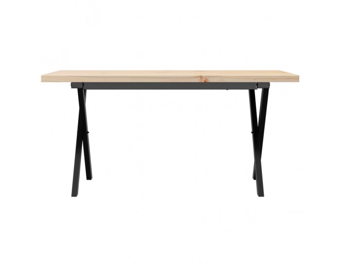 Sonata H Кафе маса X-образна рамка 90x40x45,5 см бор масив и чугун