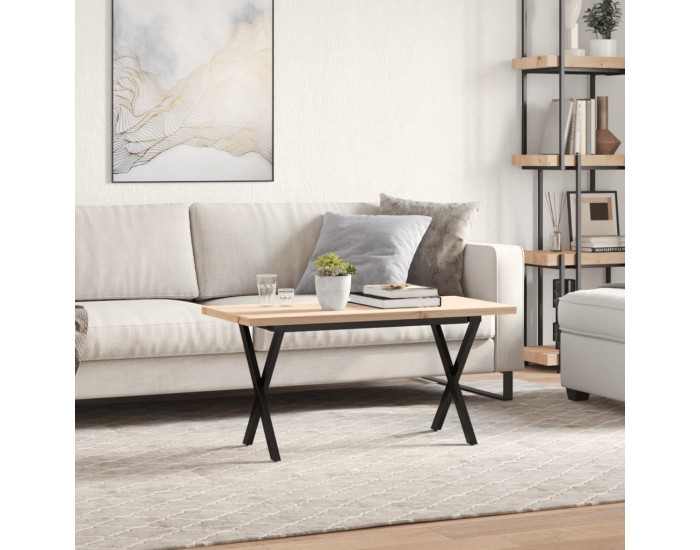 Sonata H Кафе маса X-образна рамка 90x40x45,5 см бор масив и чугун