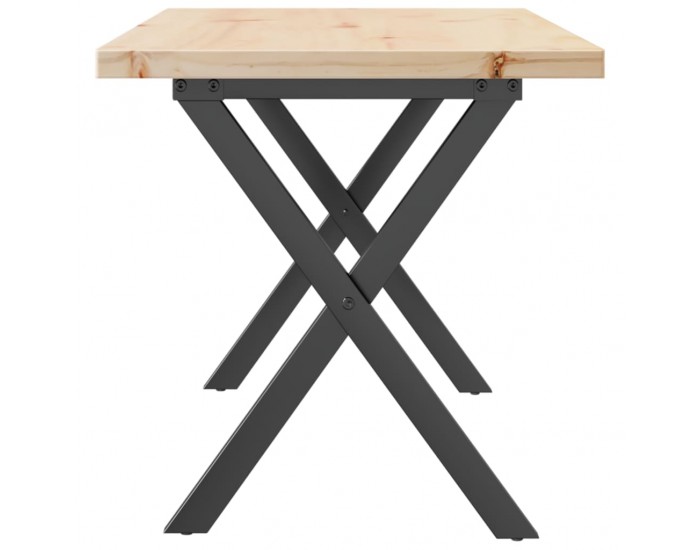 Sonata H Кафе маса X-образна рамка 90x40x45,5 см бор масив и чугун