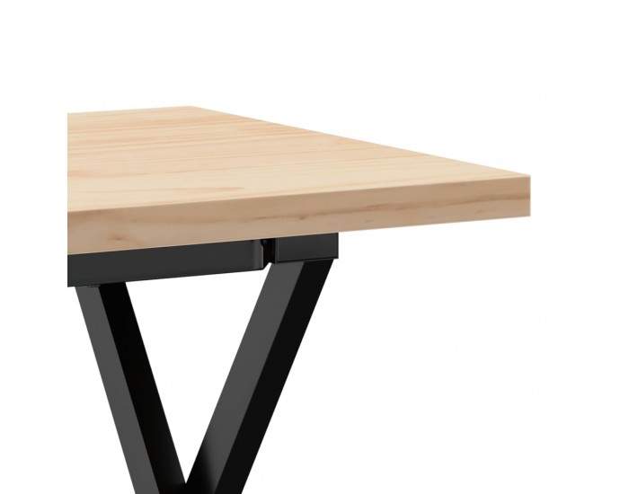 Sonata H Кафе маса X-образна рамка 90x40x45,5 см бор масив и чугун