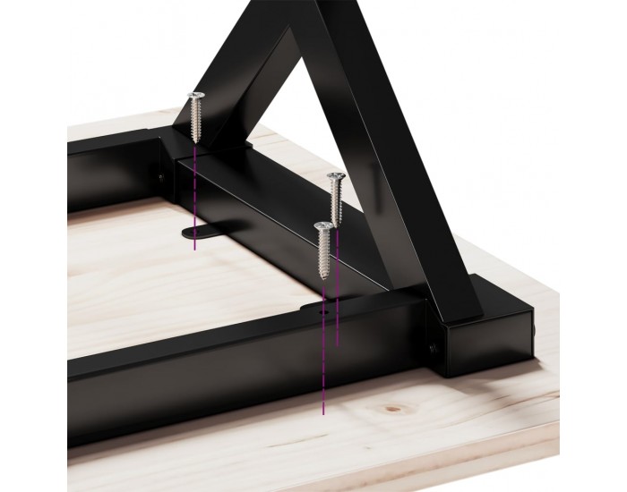 Sonata H Кафе маса X-образна рамка 90x40x45,5 см бор масив и чугун