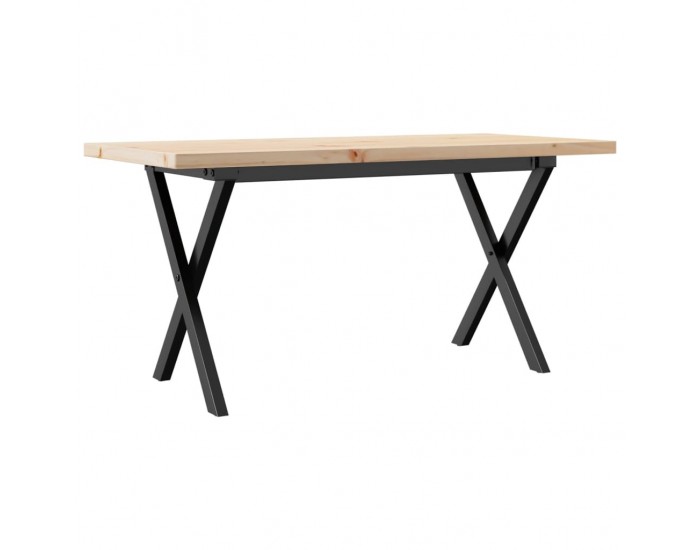 Sonata H Кафе маса X-образна рамка 90x40x45,5 см бор масив и чугун