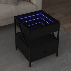 Sonata H Маса за кафе с Infinity LED черна 40x40x51 см - Холни маси