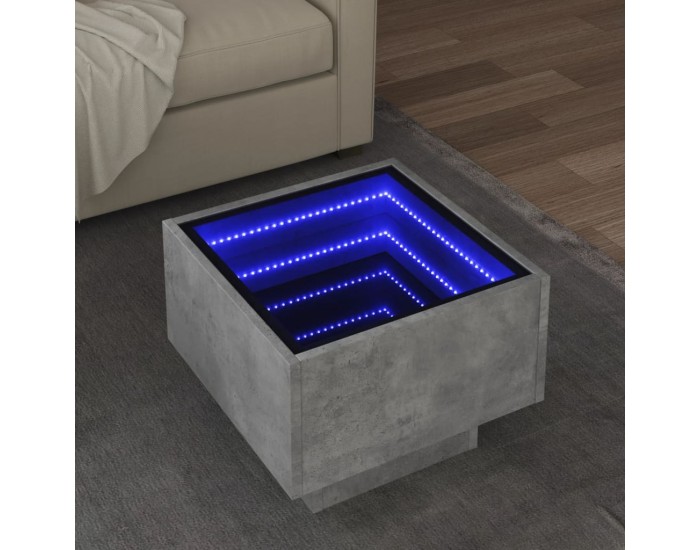 Sonata H Помощна маса с LED бетонно сива 40x40x30 см инженерно дърво