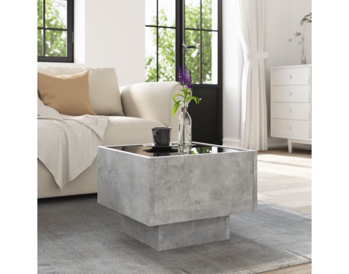 Sonata H Помощна маса с LED бетонно сива 40x40x30 см инженерно дърво