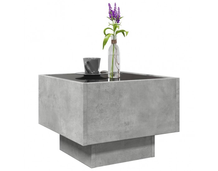 Sonata H Помощна маса с LED бетонно сива 40x40x30 см инженерно дърво