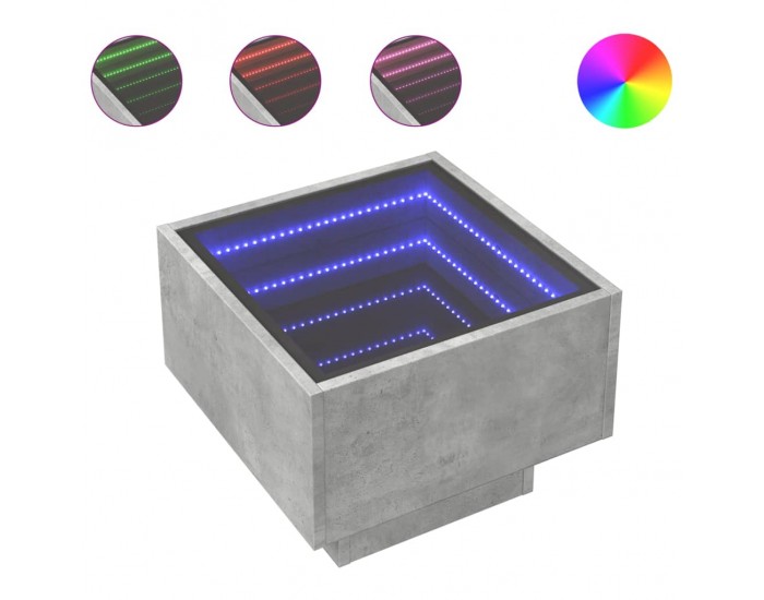 Sonata H Помощна маса с LED бетонно сива 40x40x30 см инженерно дърво