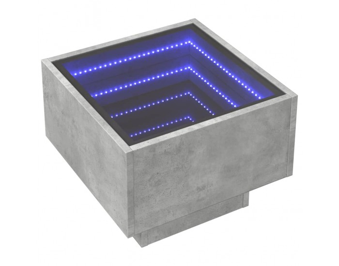 Sonata H Помощна маса с LED бетонно сива 40x40x30 см инженерно дърво