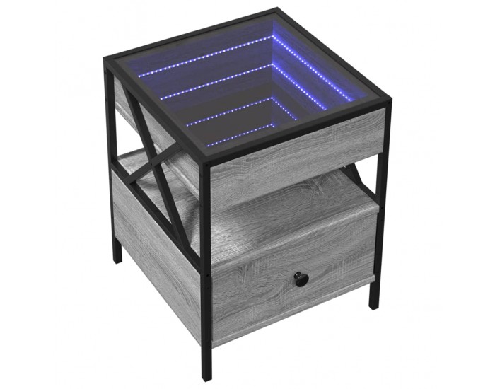 Sonata H Маса за кафе с Infinity LED, сив сонома, 40x40x51 см