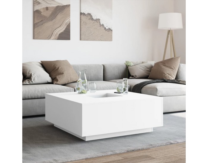 Sonata H Маса за кафе, бяла, 100x100x40 см, инженерно дърво