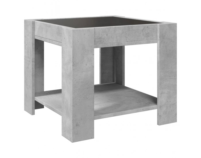 Sonata H Маса за кафе с LED, бетонно сива, 53x53x45 см, инженерно дърво