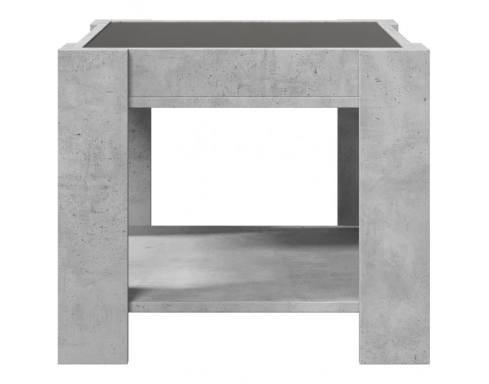 Sonata H Маса за кафе с LED, бетонно сива, 53x53x45 см, инженерно дърво
