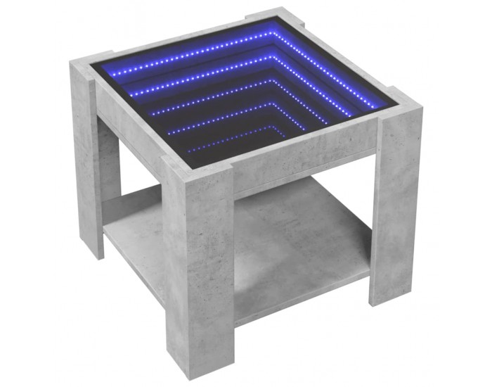 Sonata H Маса за кафе с LED, бетонно сива, 53x53x45 см, инженерно дърво