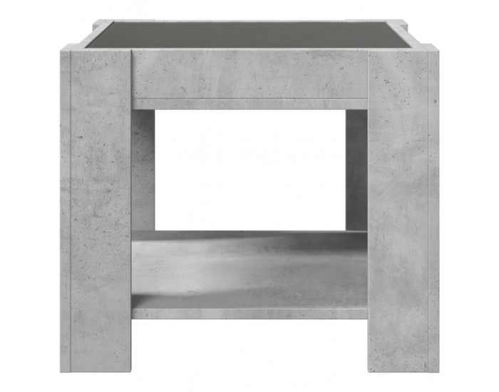 Sonata H Маса за кафе с LED, бетонно сива, 53x53x45 см, инженерно дърво