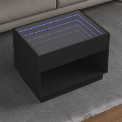 Sonata H Маса за кафе с Infinity LED, черна, 70x50x50 см - Холни маси