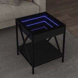 Sonata H Маса за кафе с Infinity LED, черна, 40x40x49 см - Холни маси