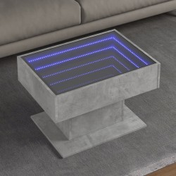 Sonata H Маса за кафе с LED, бетонно сива, 70x50x45 см, инженерно дърво - Холни маси