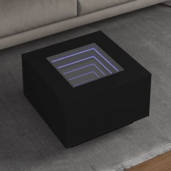 Sonata H Маса за кафе с LED, черна, 60x60x40 см, инженерно дърво - Холни маси