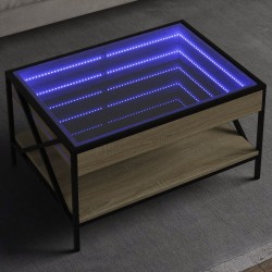 Sonata H Маса за кафе с Infinity LED, сонома дъб, 70x50x38 см - Холни маси