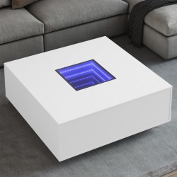 Sonata H Маса за кафе с Infinity LED, бяла, 100x100x40 см - Маси