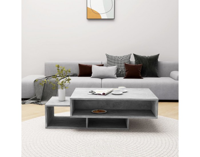 Sonata H Маса за кафе, бетонно сива, 105x55x32 см, инженерно дърво