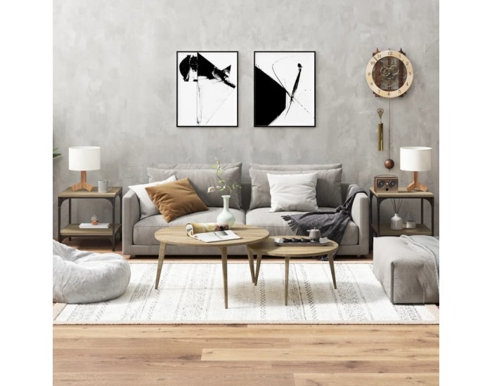 Sonata H Странични маси, 2 бр, Дъб сонома, 40x40x40 см, инженерно дърво