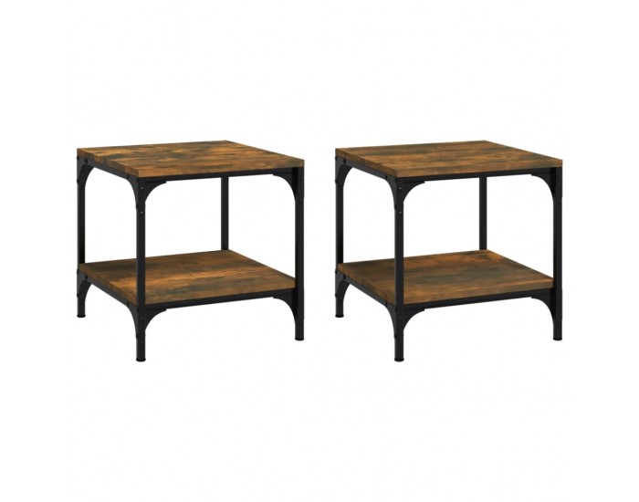 Sonata H Странични маси, 2 бр, опушен дъб, 40x40x40 см, инженерно дърво