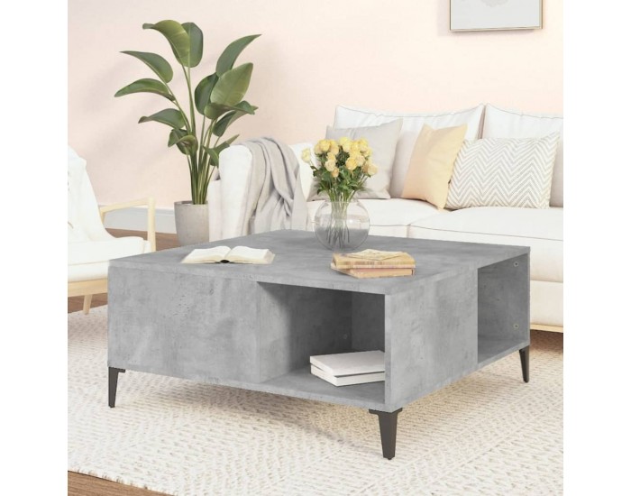 Sonata H Маса за кафе, бетонно сива, 80x80x36,5 см, инженерно дърво