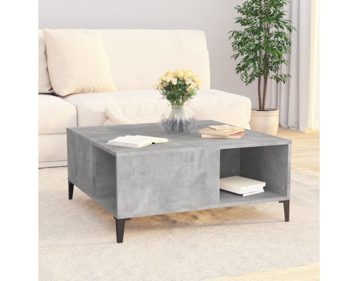 Sonata H Маса за кафе, бетонно сива, 80x80x36,5 см, инженерно дърво