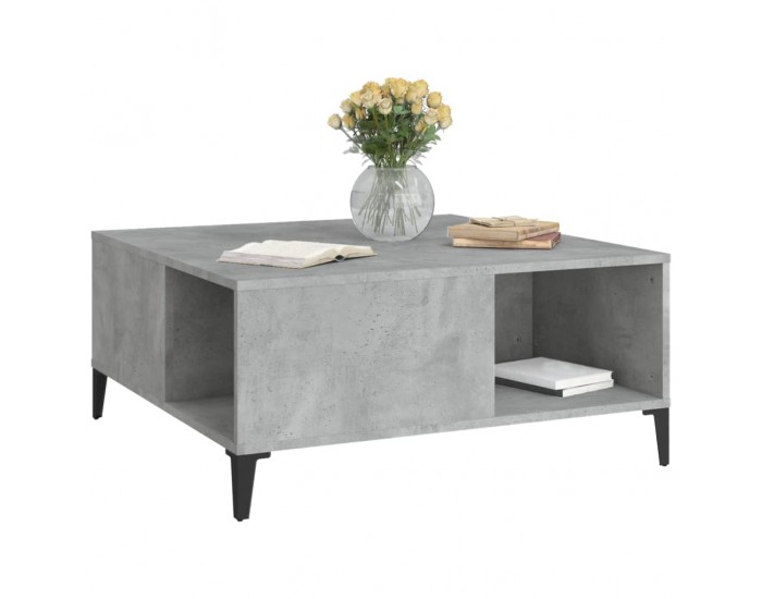Sonata H Маса за кафе, бетонно сива, 80x80x36,5 см, инженерно дърво