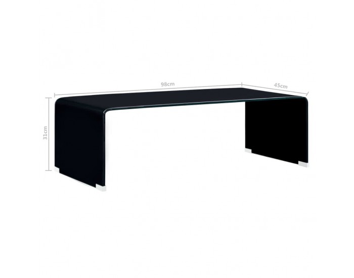 Sonata H Маса за кафе, черна, 98x45x31 см, закалено стъкло