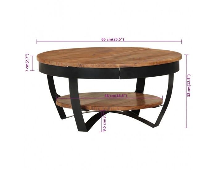 Sonata H Холна маса, 65x65x32 см, акациево дърво масив