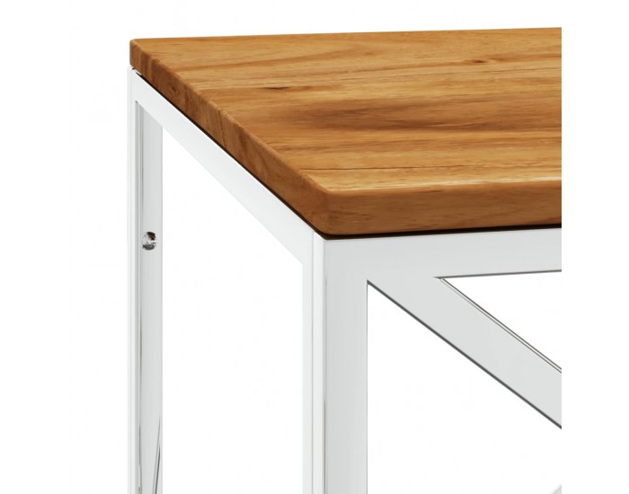 Sonata H Маса за кафе, неръждаема стомана и акациево дърво масив